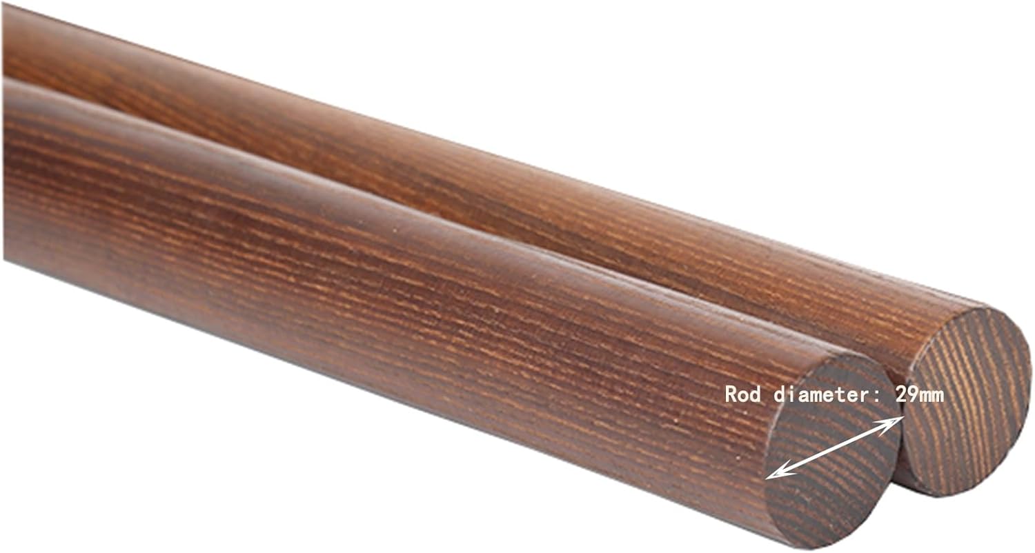 29mm Diameter Walnut Color Double Curtain Rod Solid Wood Eyelet Curtain Rod Curtain Rod With Bracket And Finial For Windows 1 Piece(47.2 in)