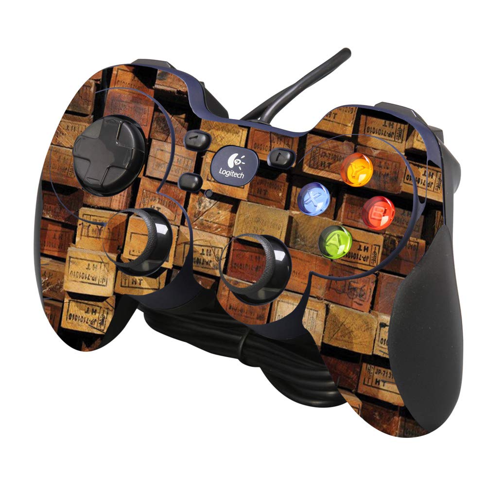 MightySkins Skin Compatible with Logitech Gamepad F310 - Stacked Wood | Protective, Durable, and Unique Vinyl Decal wrap Cover | Easy to Apply, Remove, and Change Styles | Made in The USA