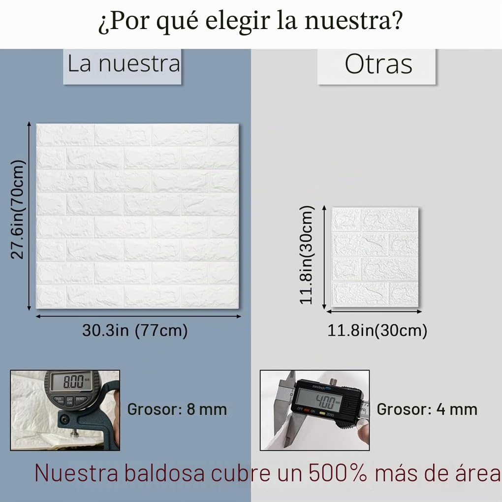 Arthome Ladrillo Papel Pintado Pared 10 Pack Cubre 58 pies cuadrados, Papel Pintado Autoadhesivo Adesivos Paredes Decoración para sala de estar, dormitorio, lavandería, cocina, chimenea