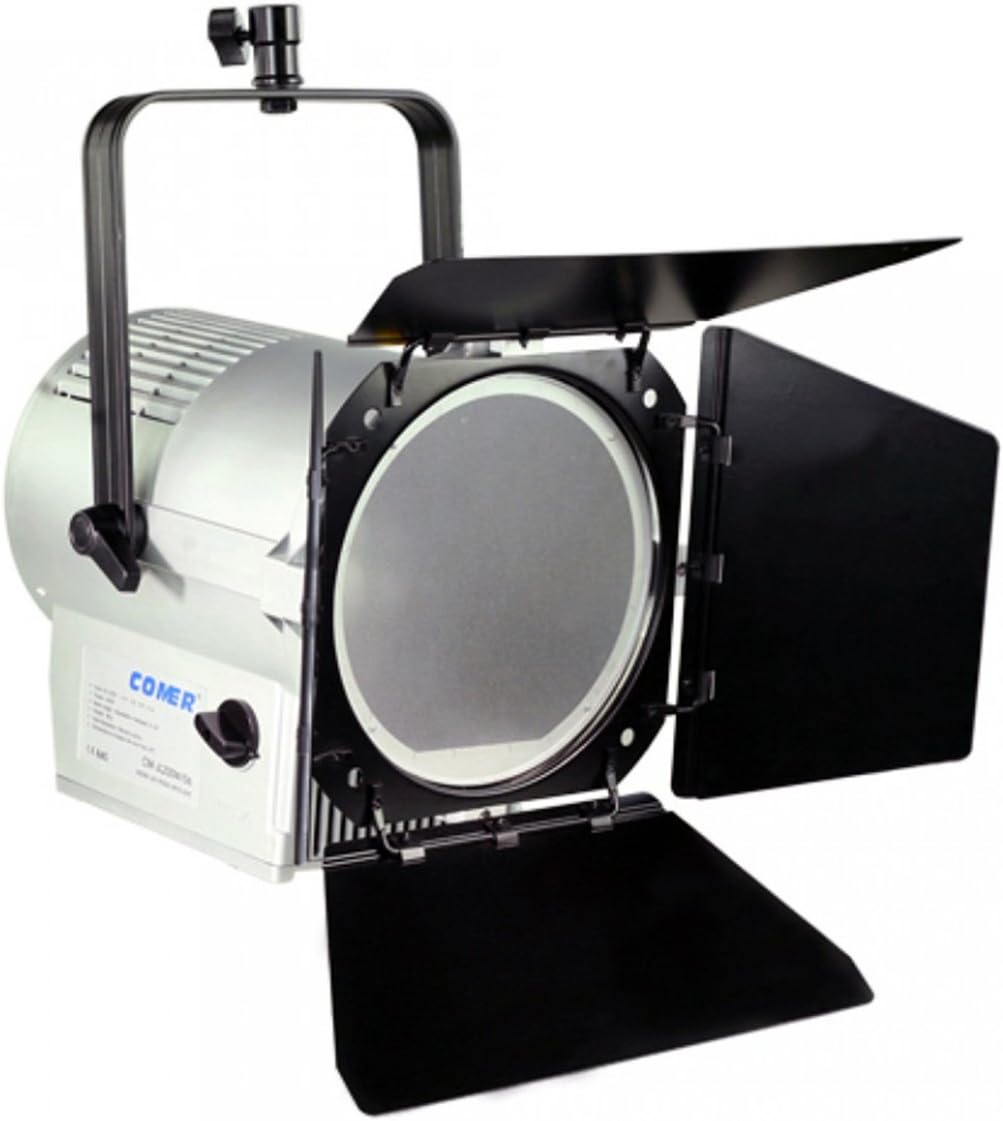 Comer High Powered 200W Digital LED Television Theatre Photography Studio Spotlight with CREE Chips, Fully Dimmable Daylight 5600K Color, DMX512 or Button Control, Natural Cooling Heat Sink