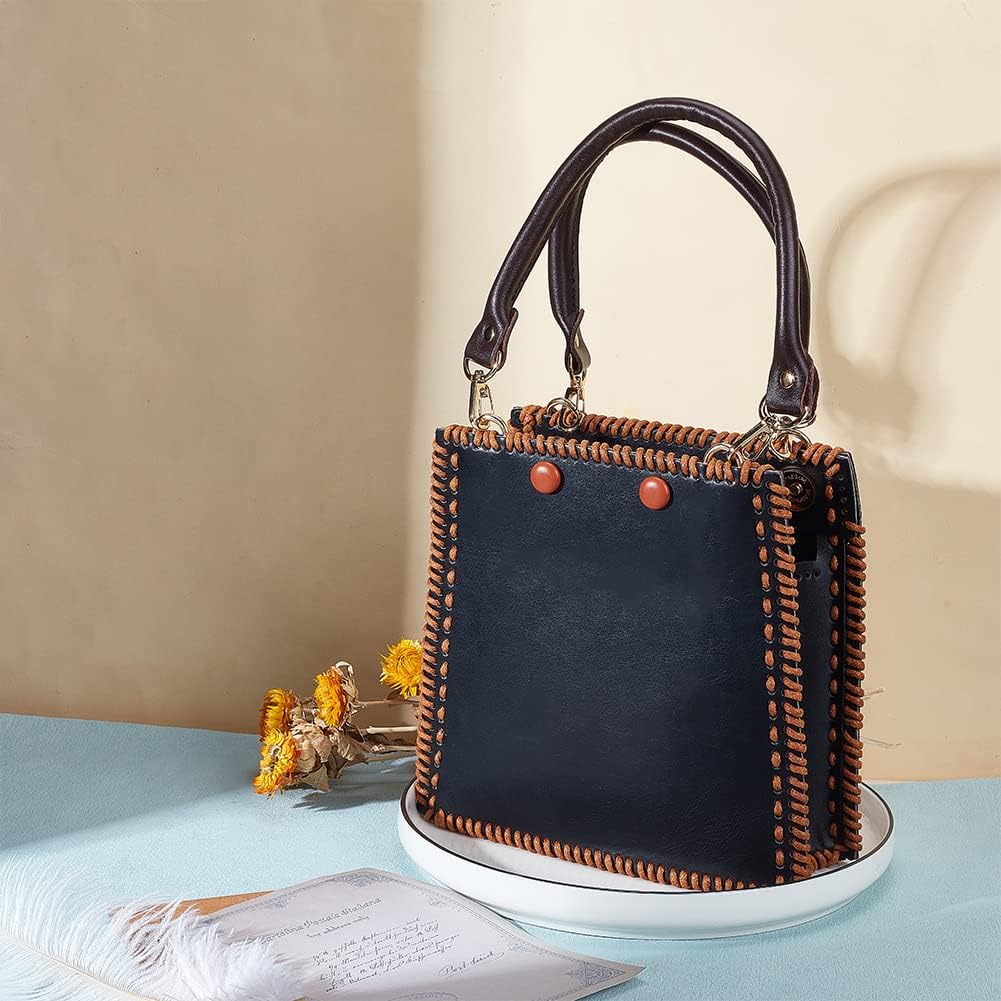 PH PandaHall 2 Pack Leather Short Strap 15.7" Leather Replacement Handle Handbag Shoulder Bag Purses Strap with Golden Swivel Buckles, Coconut Brown - Image 2