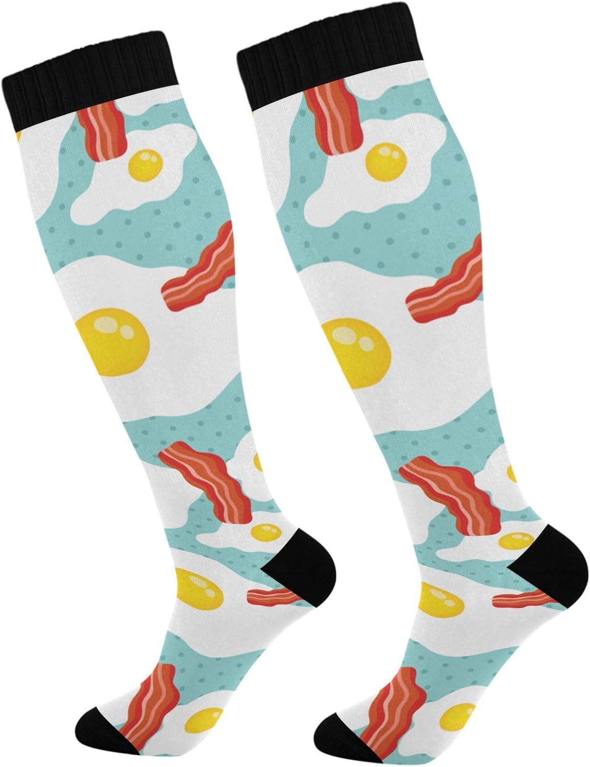 Exnundod Eggs and Bacon Compression Socks for Women Men