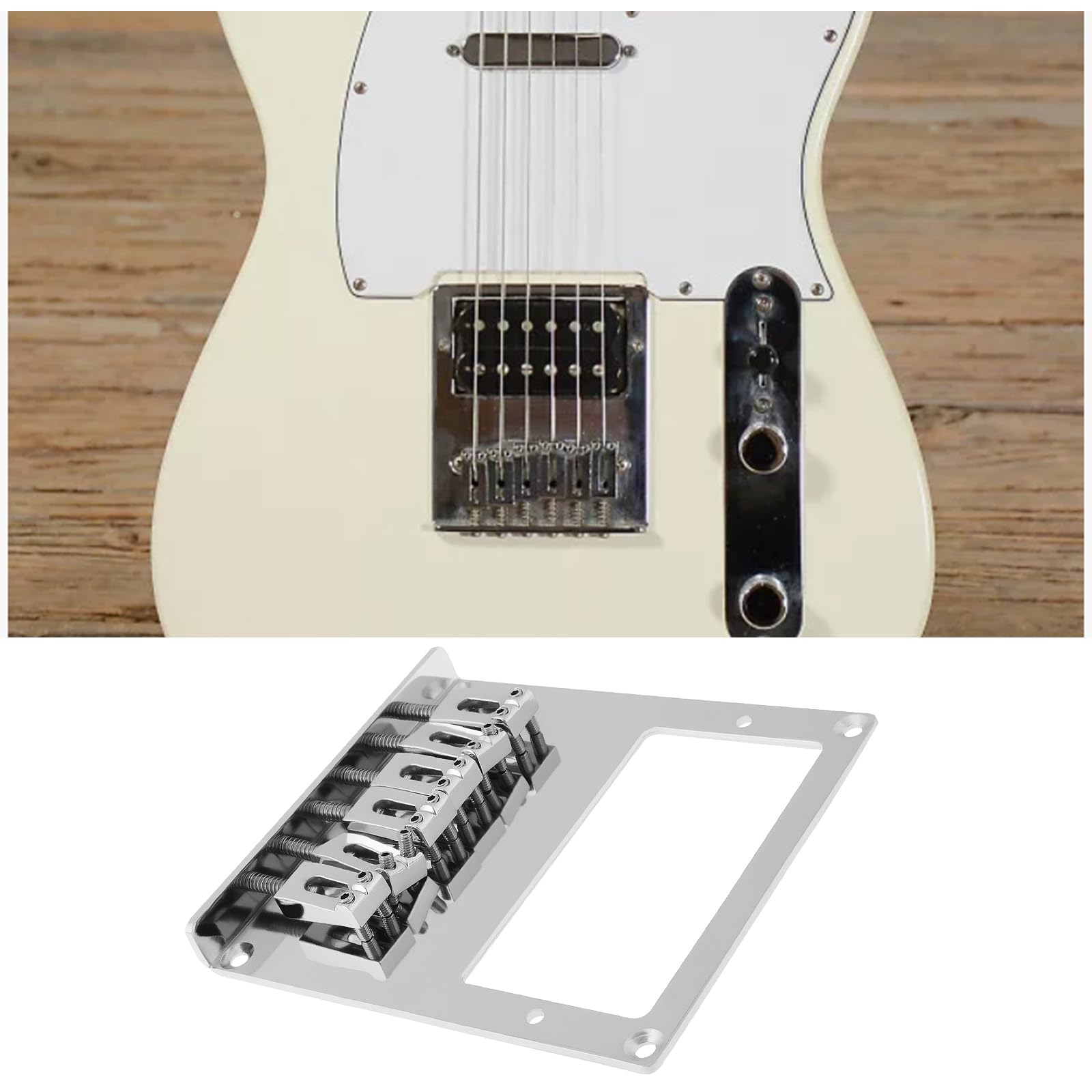 Briny River Guitar Bridge 101 * 89mm Compatible with Telecaster Guitar Silver Chrome - Image 3