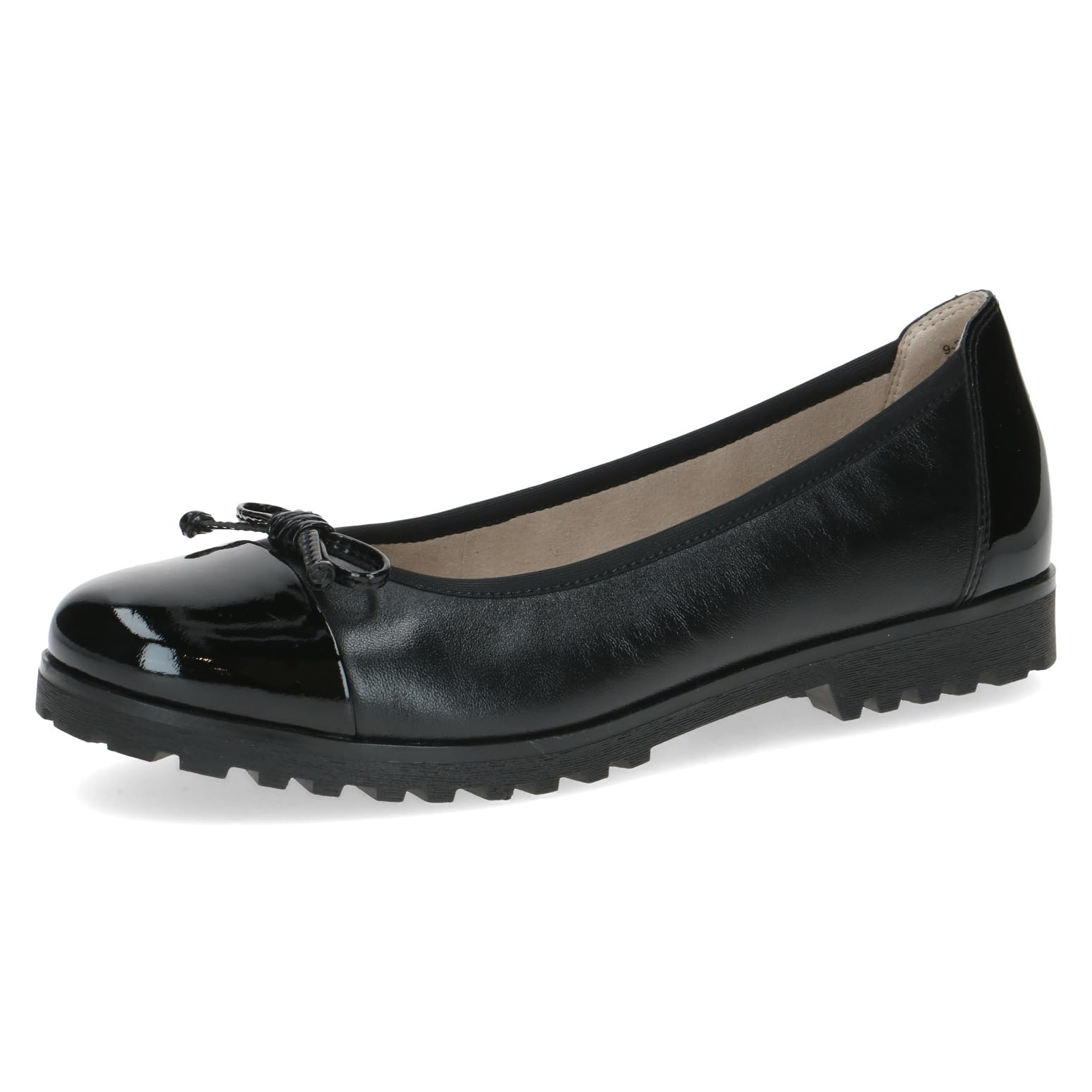 CAPRICE Women Ballet Flats Leather Bow, Black (Black Nappa), 6 UK