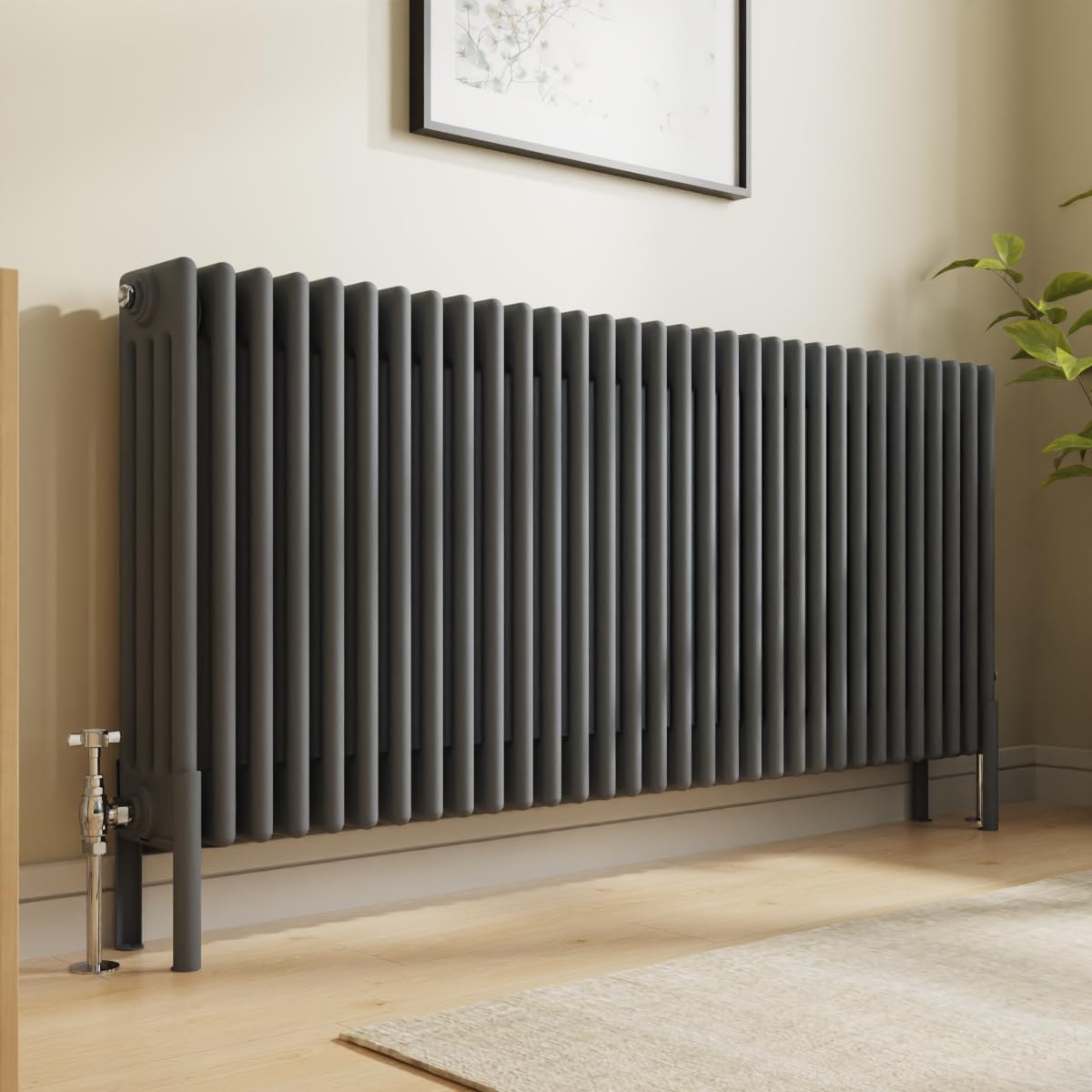 Nrg Anthracite Traditional 4 Column Horizontal Radiator 600X1460mm Central Heating Radiators