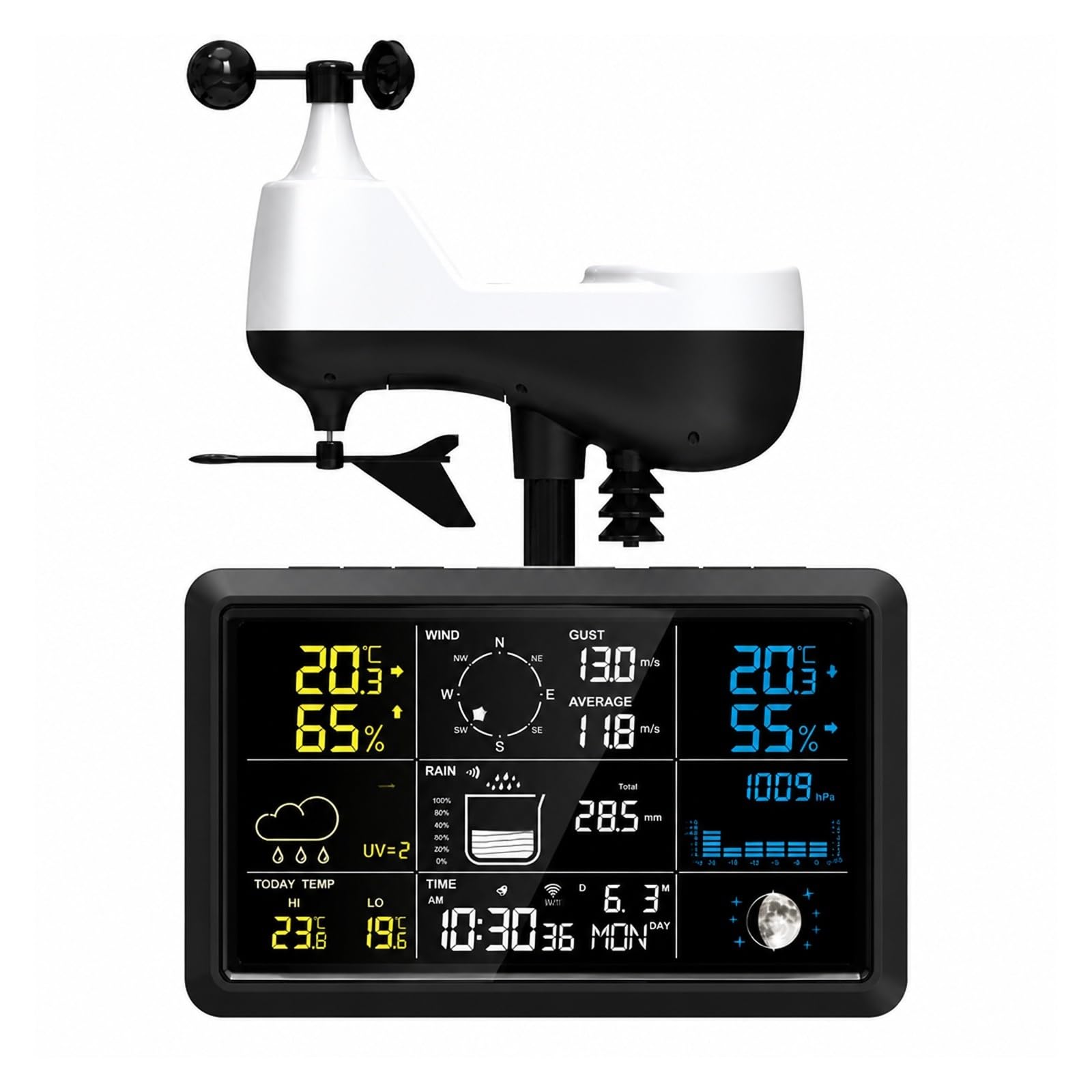 Deszczomierz, Stacja Pogodowa Wi-Fi Higrometr Termometr 5107wifi(Black)