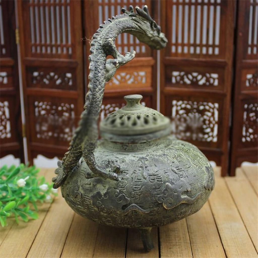 Incense Holder Incense Burner Incense Waterfall Brass Antique Crafts Copper Dragon Incense Burner Incense Burner Ornaments Home Decoration Indoor and Outdoor Backflow Incense Burner