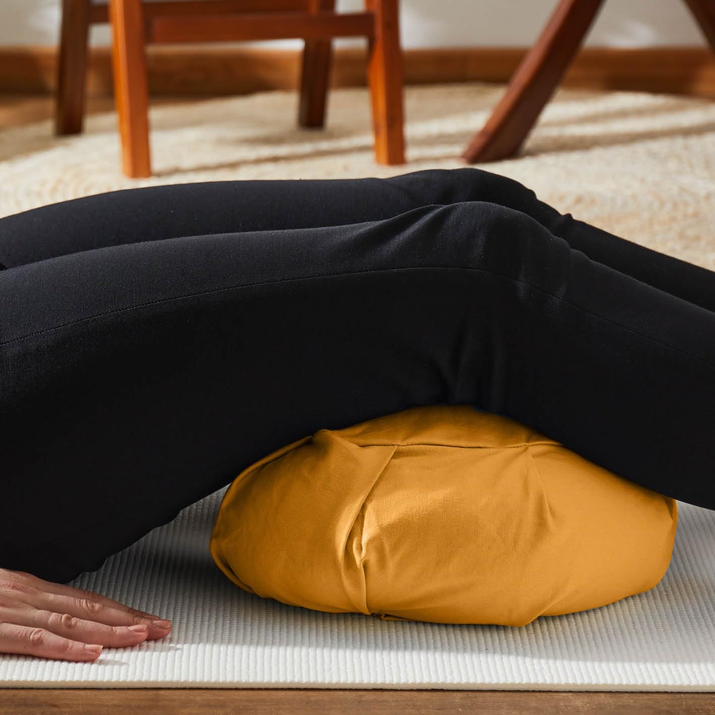 #DoYourYoga Cuscino/Blocco Yoga mezzaluna Zafu "Ganesh" con pula di farro biologico (KBA) copertura lavabile 100% cotone, 45 x 30 x 14 cm, cuscino da meditazione/seduta