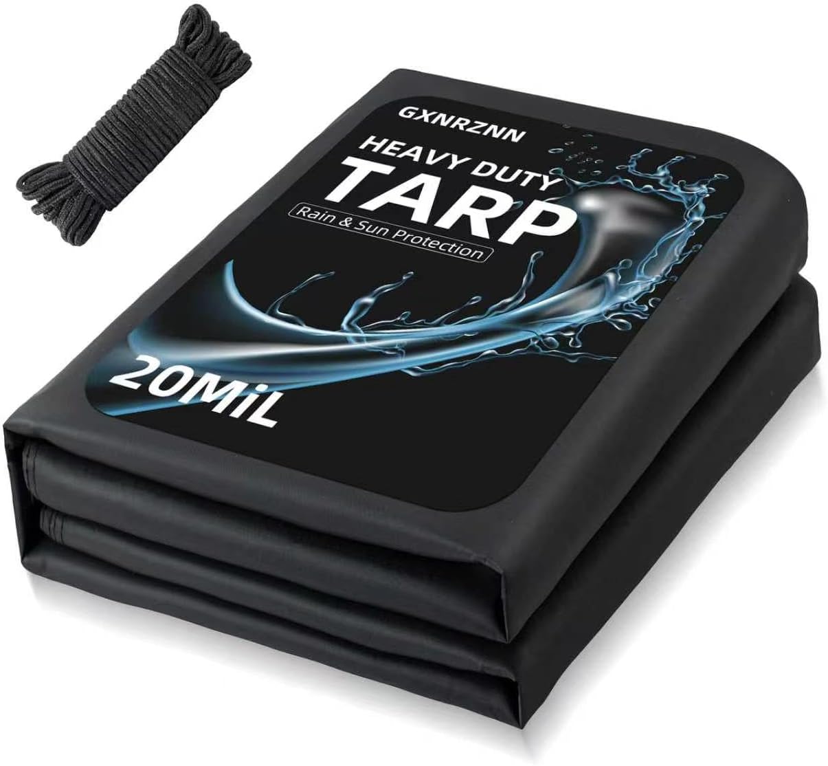 Heavy Duty Waterproof Tarp Black Tarpaulin Multi-Purpose Oxford Tarpaulin with Reinforced Webbing Loops for Camping Boat Pool Roof Tent - Durable and Tear Resistant (6ft*8ft)