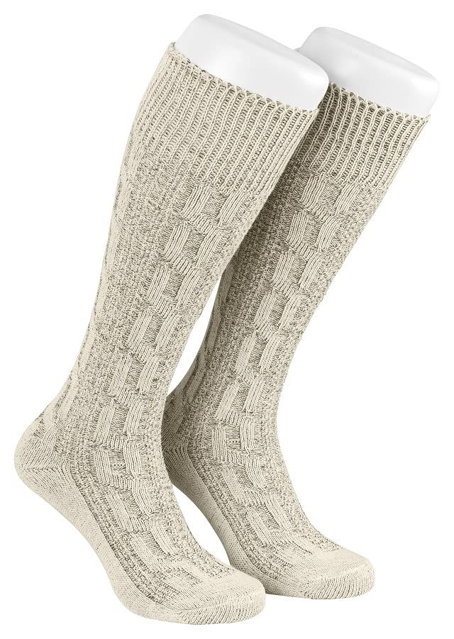 TR Martha Lange Herren TraLange Herren Trachtensocken, Kniebund Socken, Strümpfe für Ihre Lederhose, 1 Paar, Zopf Socken meliert, Gr. 40-47 (42)