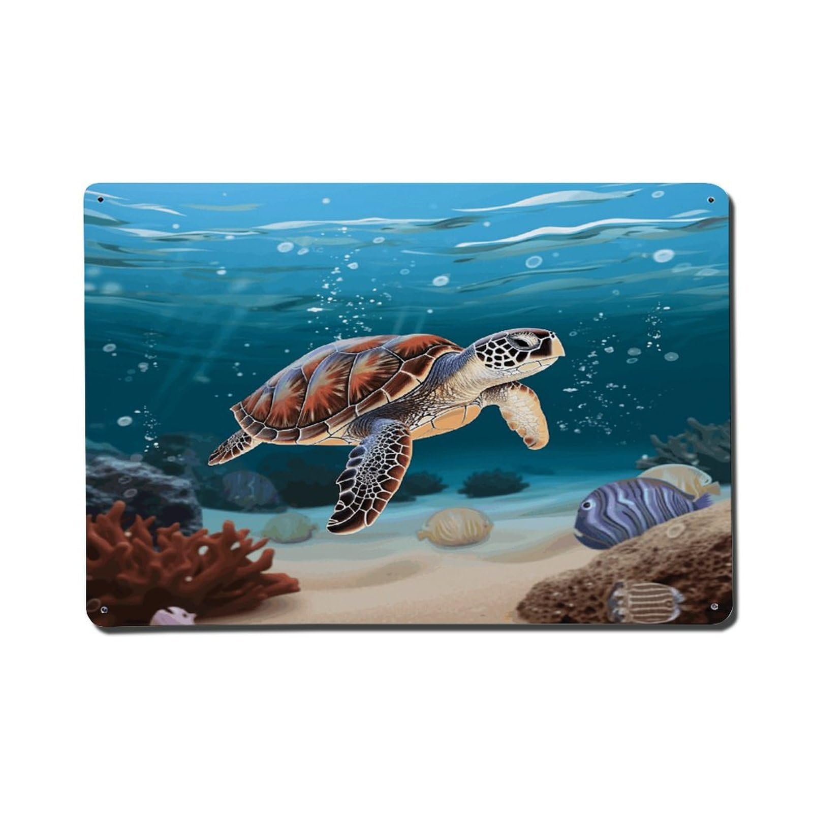 Adfgyerh Style Sea Turtle Swimming Metal Signs Funny, Aluminum Tin Sign Indoor Outdoor Decor, Vintage Signs For Home Office Kitchen Bar Cafe Garden Farmhouse Wall Decor