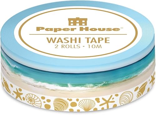 Miniatura 3 de Paper House Productions Sticky Pix Beach Serenity - Juego de 2 rollos de cinta adhesiva Washi para álbumes de recortes y manualidades