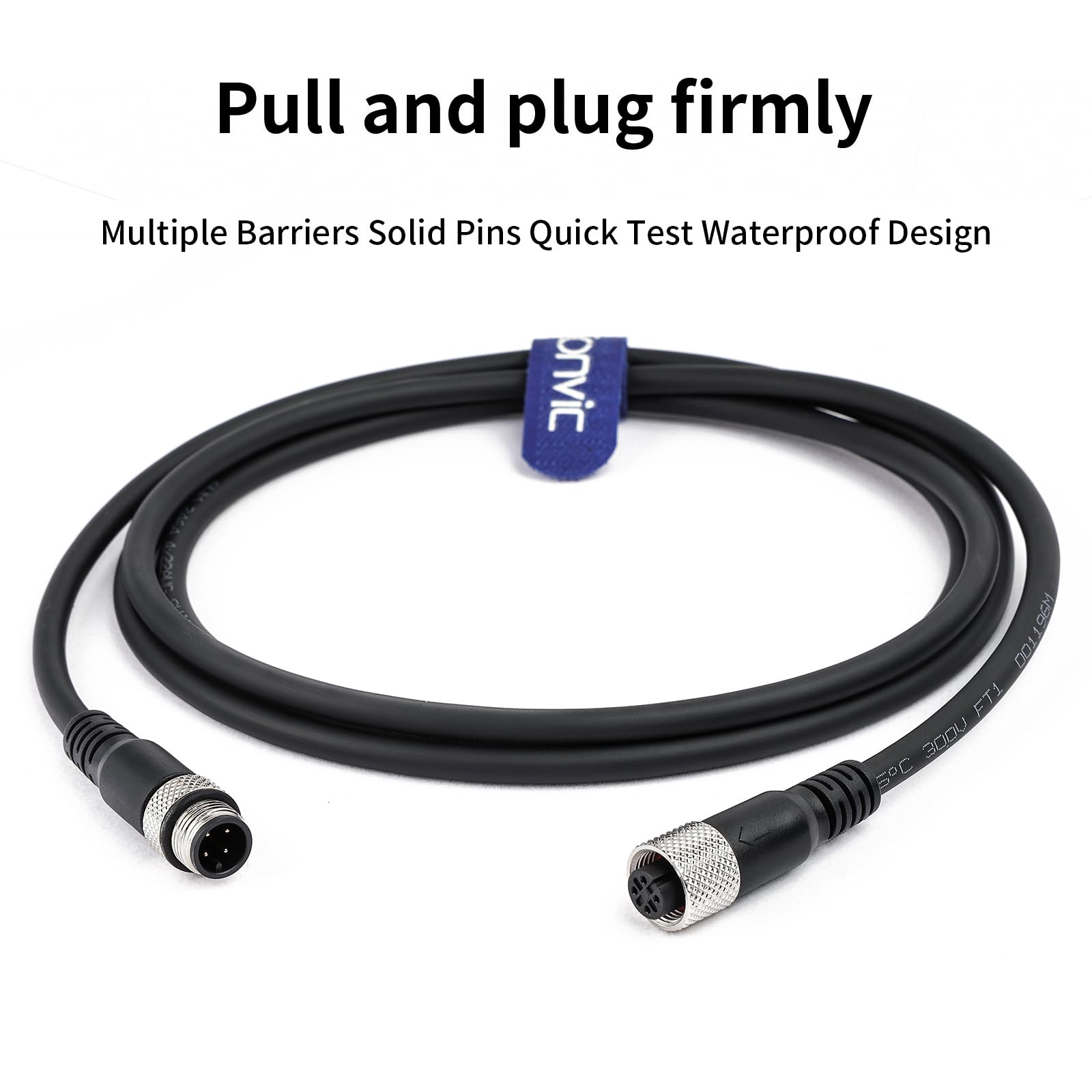 Câble de capteur industriel M12 4 broches mâle vers femelle M12 A Code droit Aviation Connecteur moulé Câble électrique Profibus 3 m Noir
