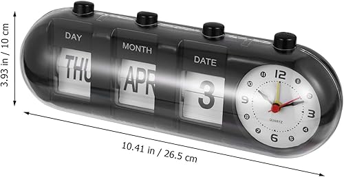 Miniatura 2 de VOSAREA Calendario perpetuo, reloj digital, manual, analógico, para escritorio, escritorio, despertador, retro, cuarzo, mostrando fecha, día, mes,
