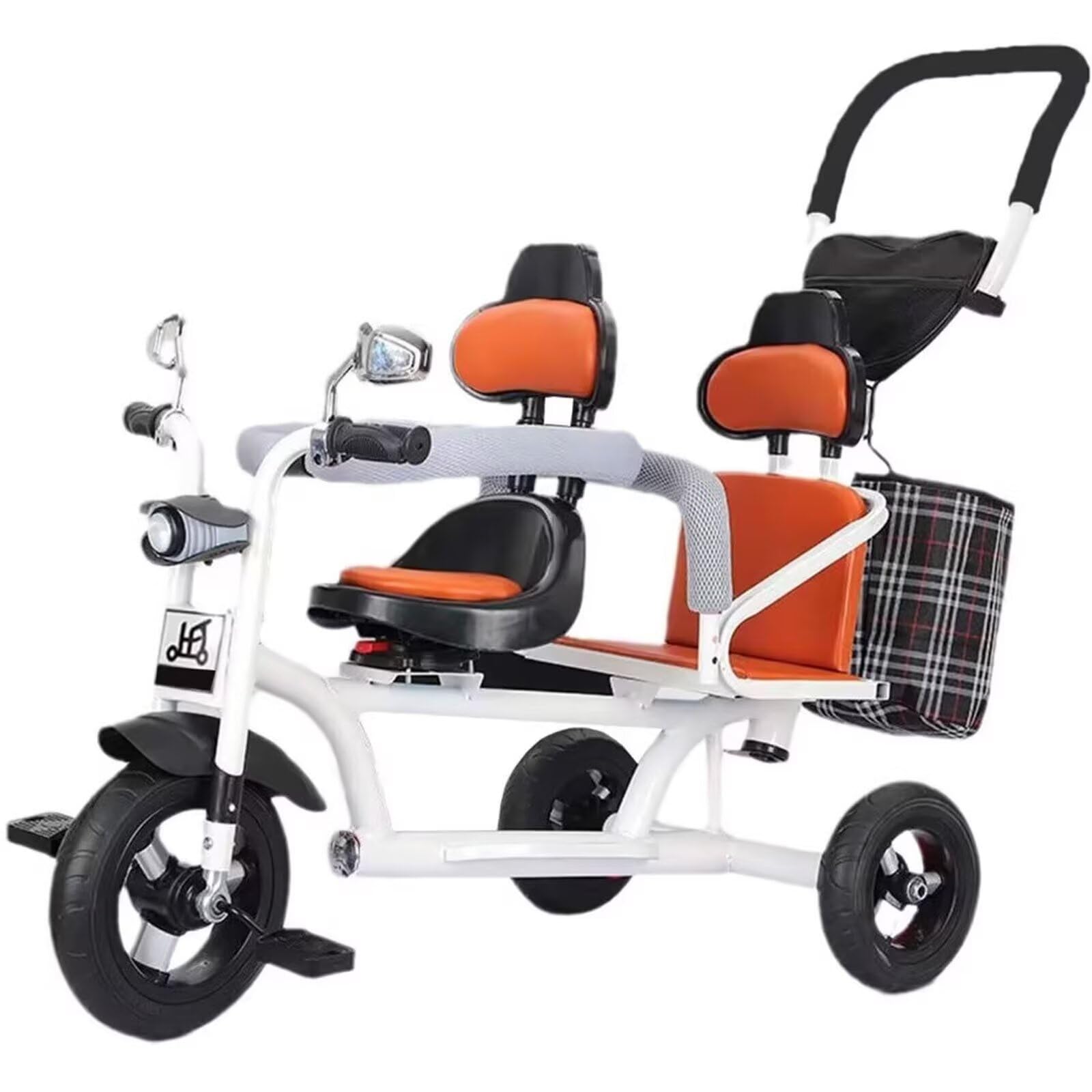 Triciclo pieghevole con pedali, Triciclo tandem con modalità spinta e pedale multicolore