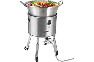 ARC Stainless Steel 200,000BTU Propane Burner and 41qt Outdoor Wok Set with...