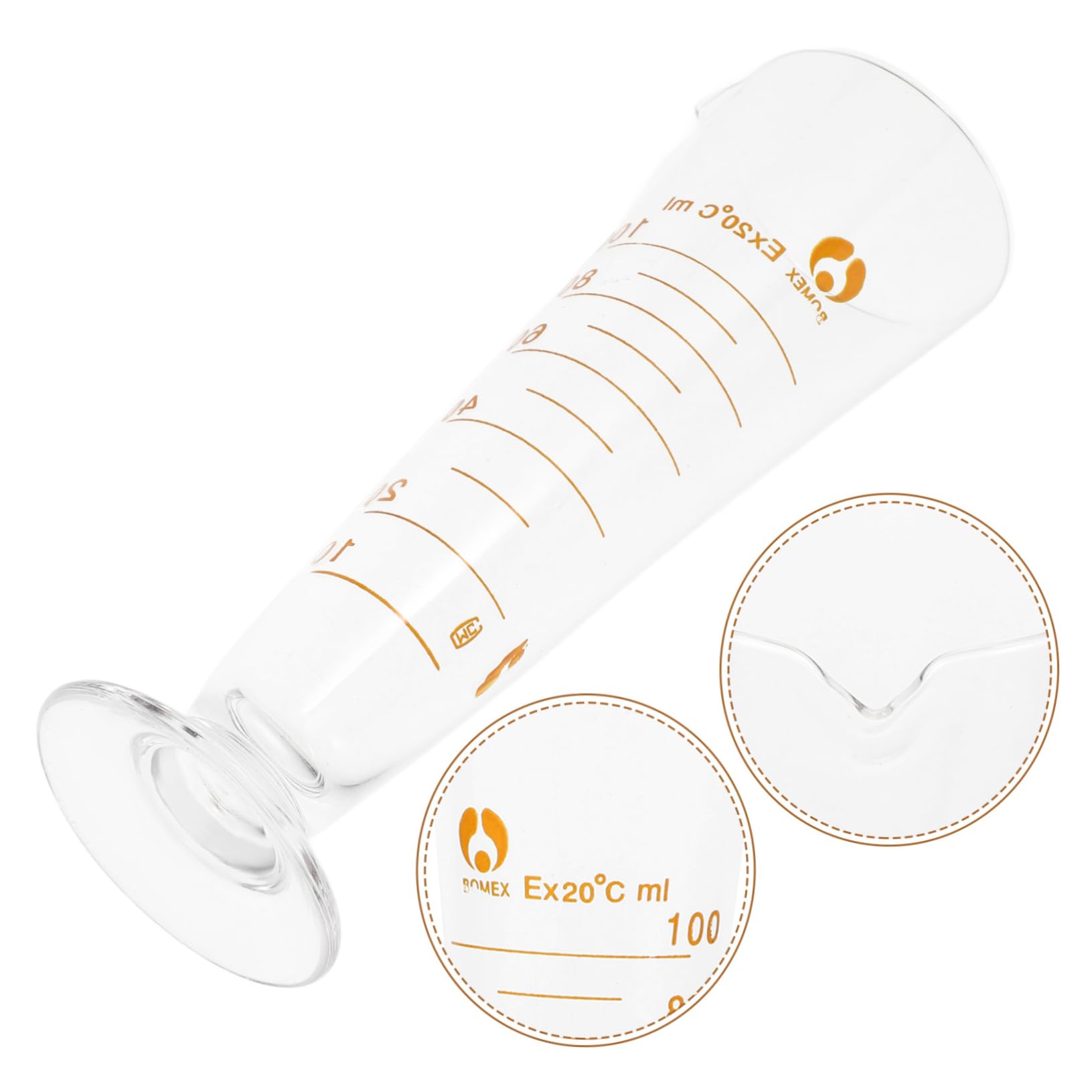 TOPBATHY 100 ml Labor-Messbecher, Mixbecher, Dosierhilfe mit Ausgießer, breiter Öffnung, konischer Glasbecher, Flüssigkeitsspender, Messzylinder, Experimentierwerkzeug für Schule, Wissenschaft
