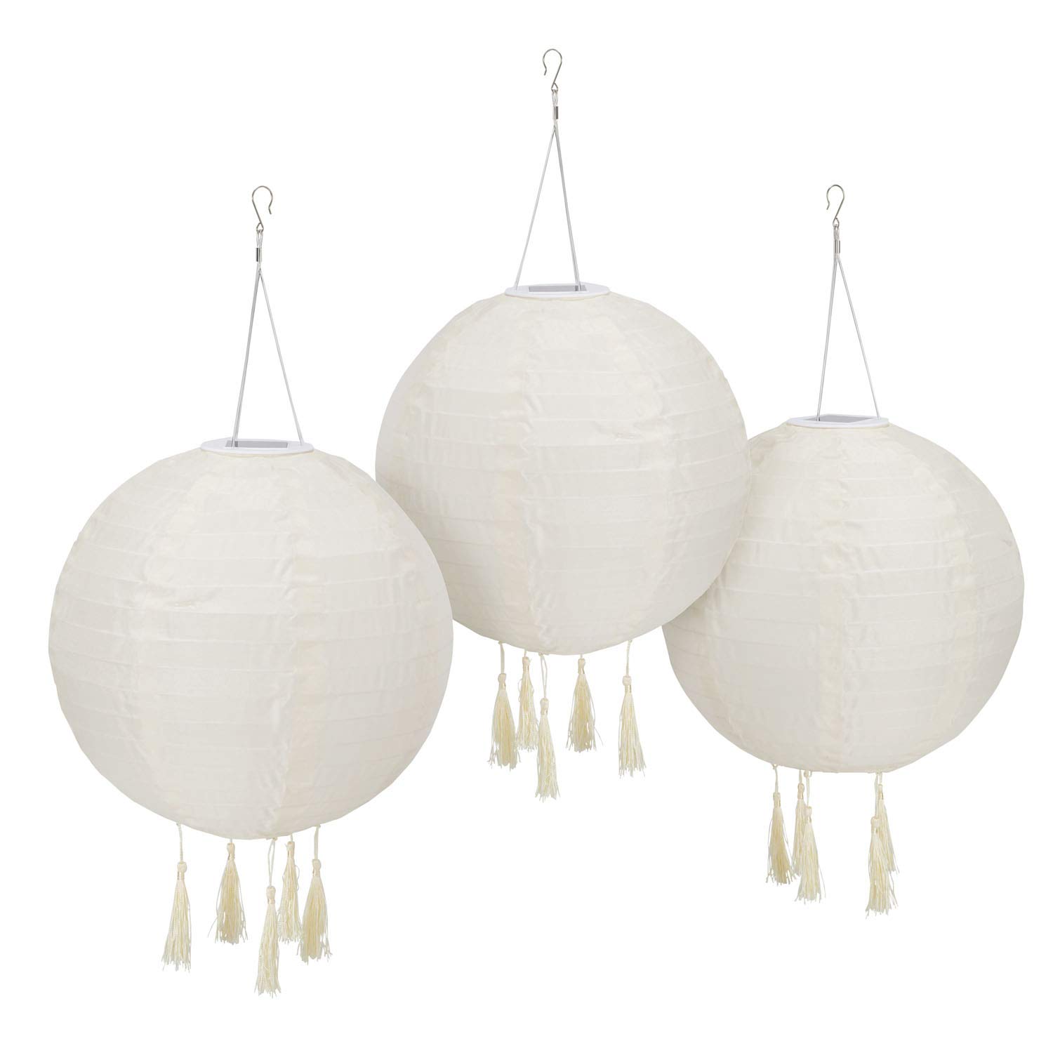 Lights4fun Set di 3 Lanterne Cinesi 30cm con LED Bianco Caldo ad Energia Solare per Giardino ed Esterni