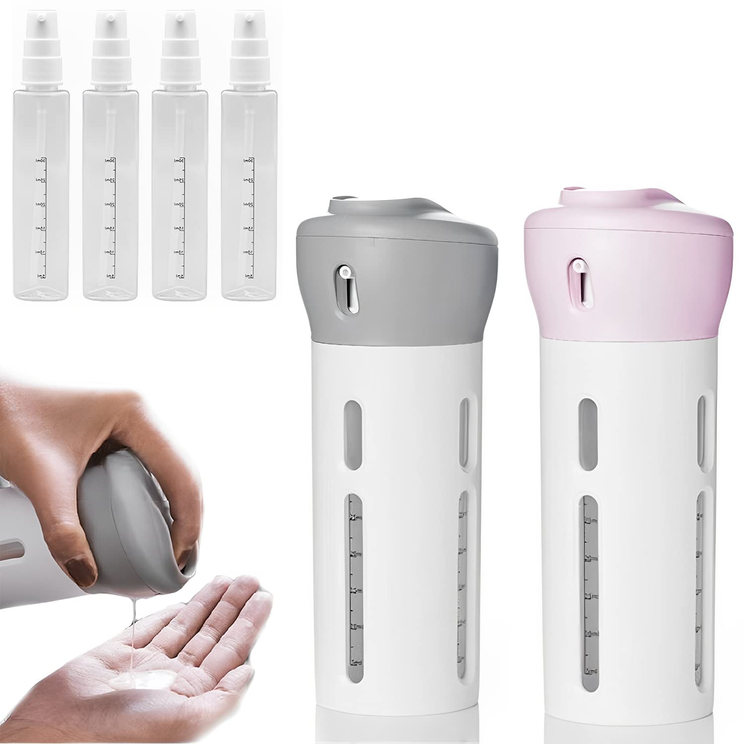 Amazon.co.jp｜トラベルボトル 小分けボトル 4in1 化粧水 詰め替え容器 