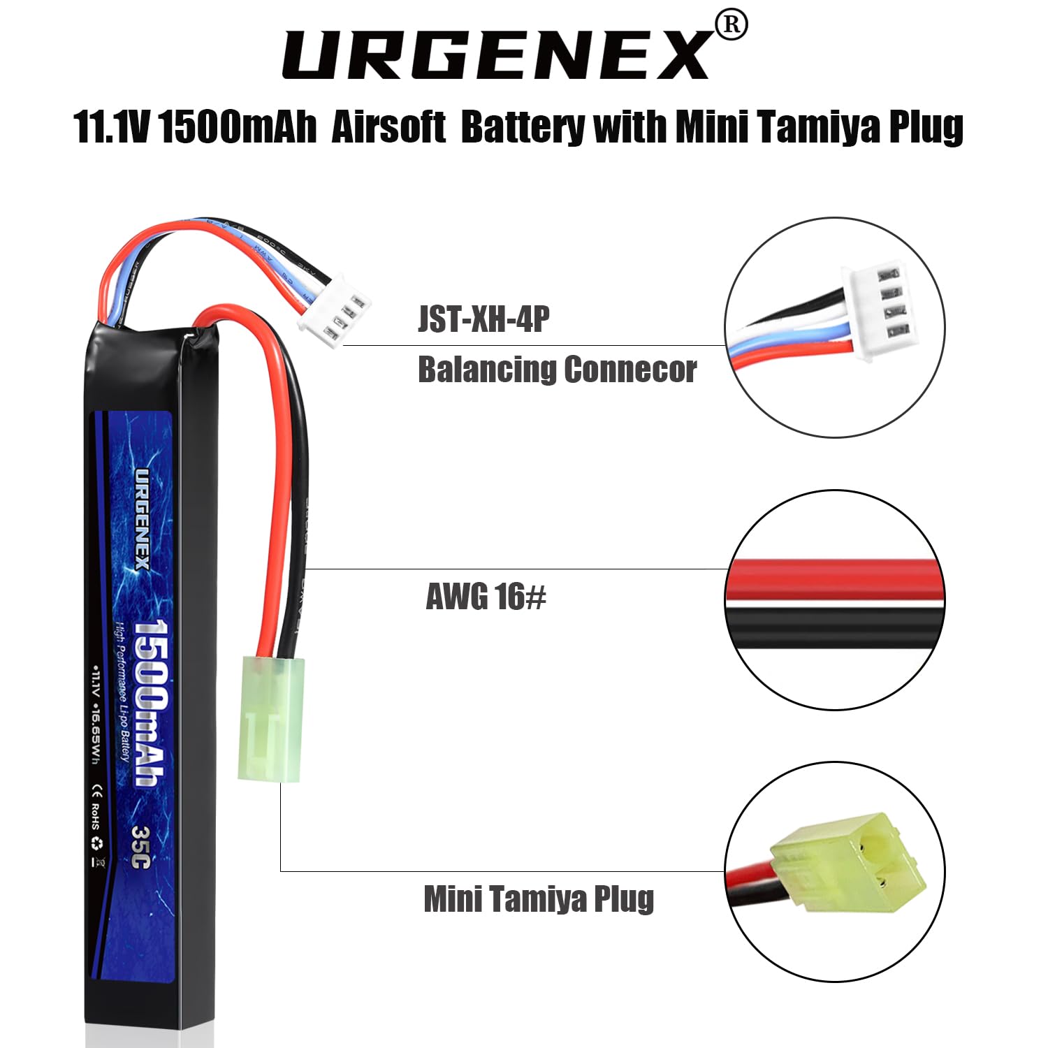 lipo battery c rating airsoft Amazon.com: URGENEX Airsoft Battery 11.1V 1500mAh Mini Tamiya Plug 35C High Discharge  Rate Lipo Pack Rechargeable 3S Lipo for Airsoft Model Guns : Sports &  Outdoors