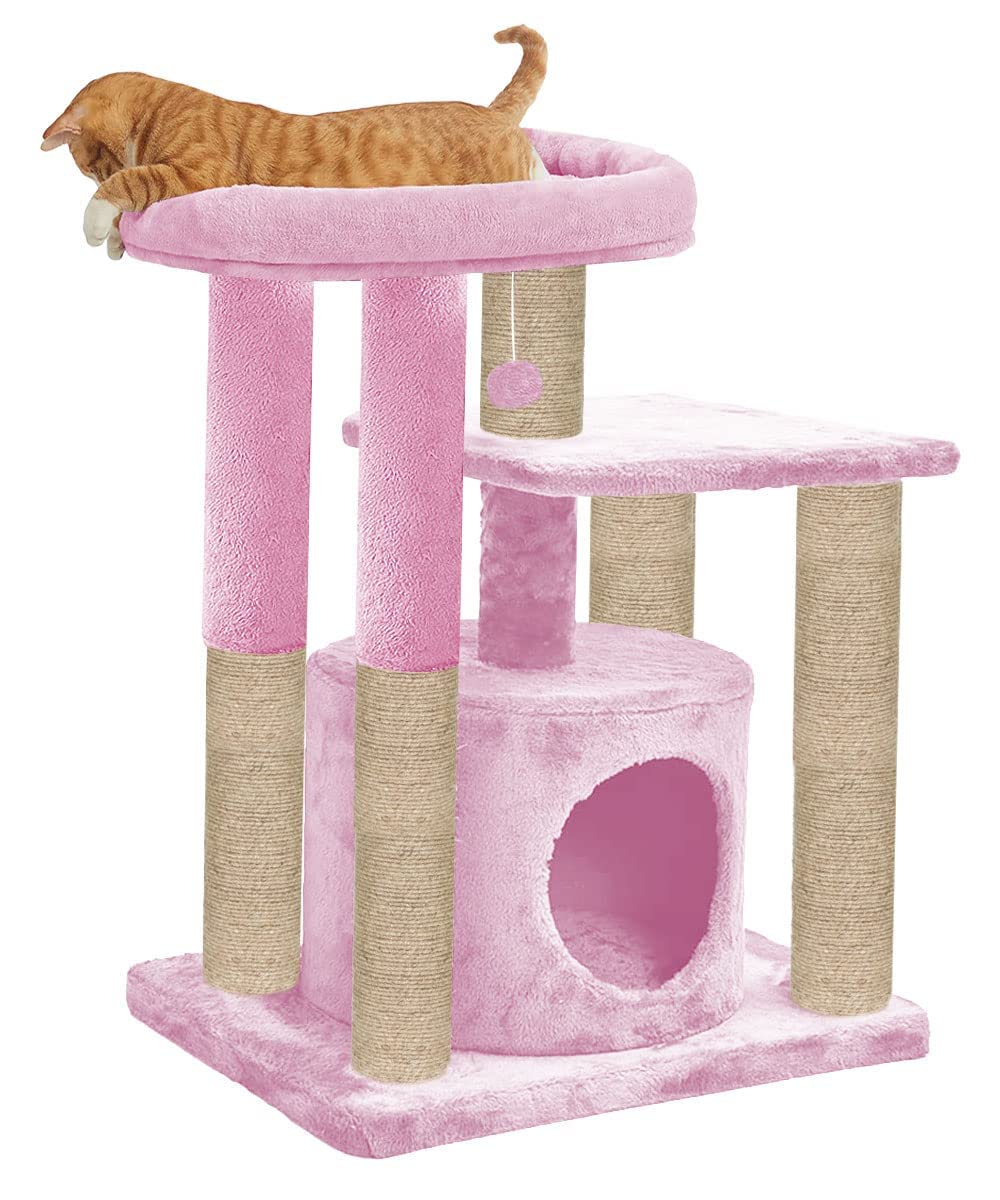 FURRLOVERS Condo Kitten Cat Tree - Hanging Ball | Cat Furniture | Top Perch | Scratching Posts | Jute Rope (Small 18 x 16 x 30 inch,) (Pink - FURR-27) (B0CSKKVZ6T) Amazon Price History, Amazon Price Tracker