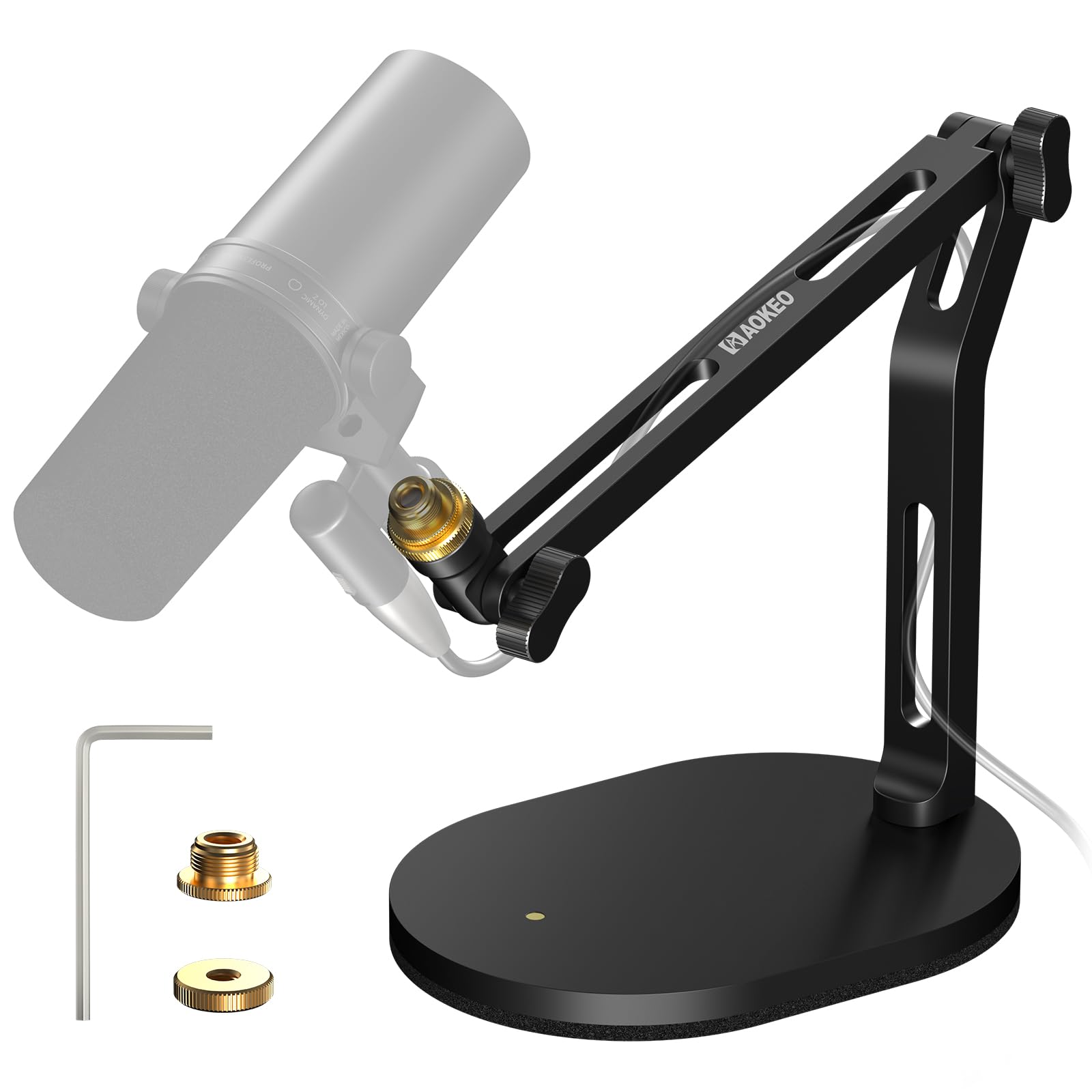 Aokeo Stojak mikrofonowy, uchwyt biurkowy, ramię mikrofonu do AM8, K669B, Blue Yeti, HyperX QuadCast, SoloCast, AT2020