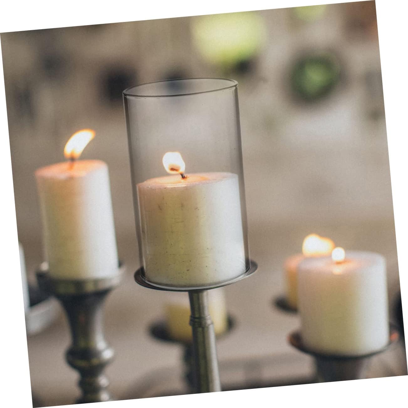 Amosfun 3pcs Glass Pillar Candle Holder Open Both Ends Fluted Candle Tube Decorative Glass Decoration for Party