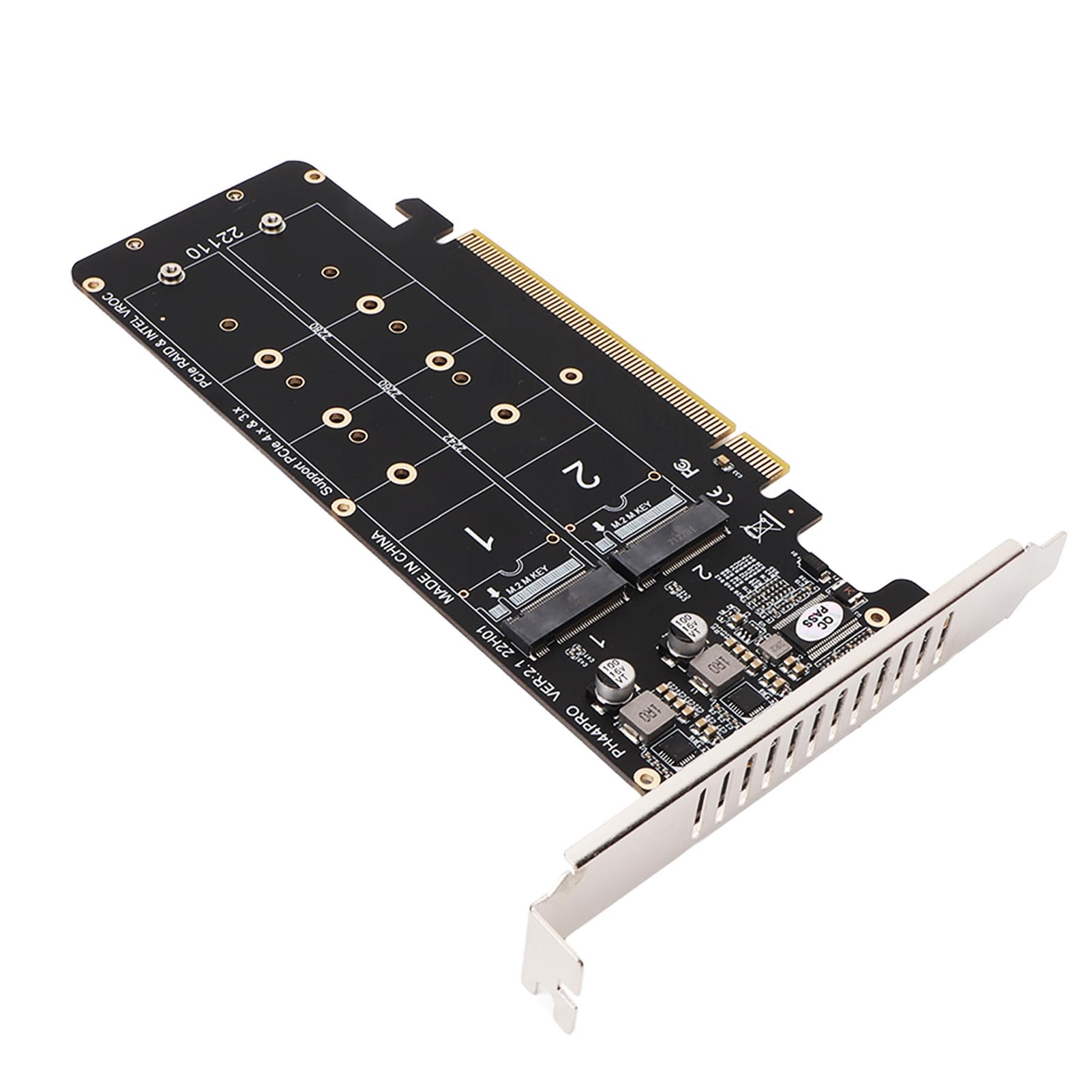 PCIE X16 auf M.2 M KEY Erweiterungskarte NVMe x4 SSD RAID Array Adapter mit LED-Anzeige unterstützt 4 Ports Full Speed ​​Signal für Server Storage Workstation