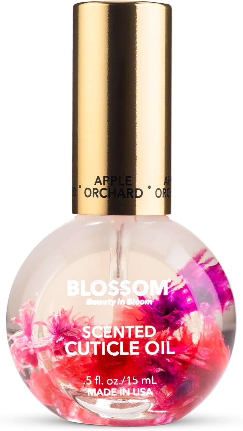 Cuticle Oil for Nails, Hydrating, Moisturizing, Scented Nail Oil Cuticle Care, Infused with Real Flowers, Made in USA, 0.5 fl. oz, Apple