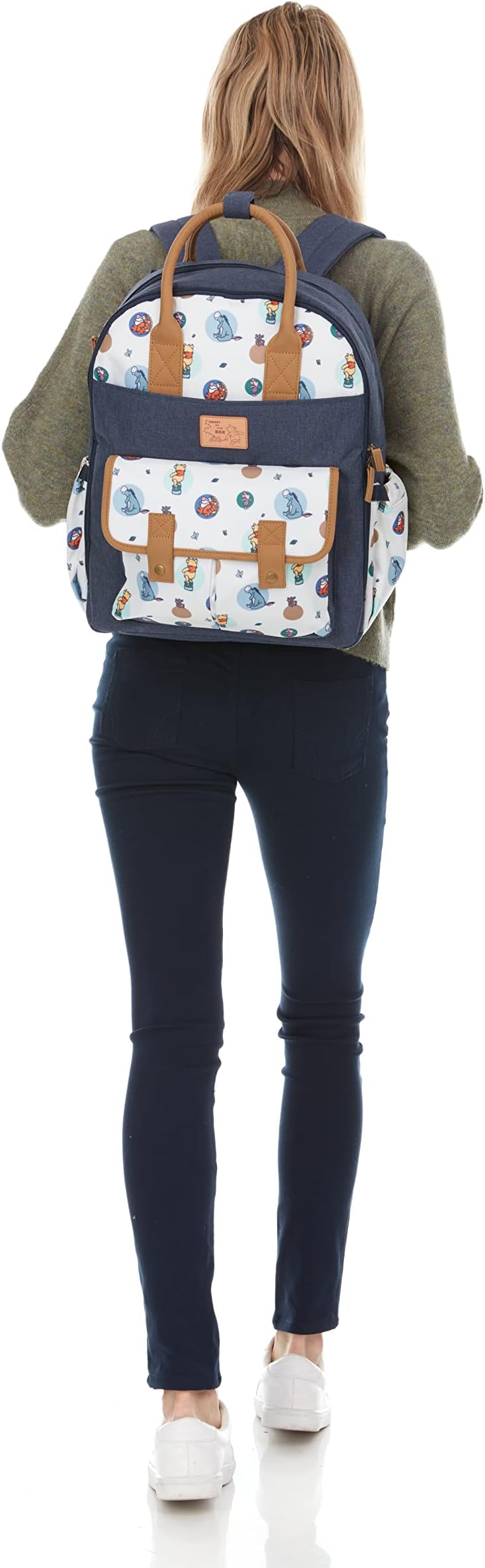 Disney Cudlie Baby Boys Double Handle Backpack Diaper Bag in Mickey Mouse Print, 16 Inch, Includes Changing Pad