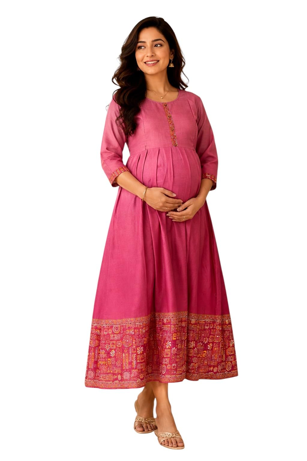 RITIJYA Feeding Kurtis for Women with Zip | Maternity Gown Pregnancy Dress for Nursing Mothers | Viscose Rayon | Stylish & Comfortable | S to 4XL | Maternity Wear Feeding Dress Tops-image-9