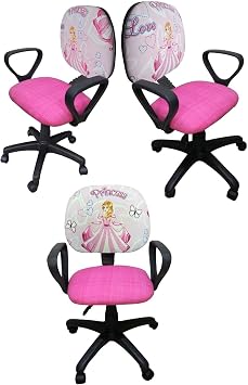 Depolife Childrens Room Study Office Chair Cinderella Princess Patterned Childrens Chair Pink