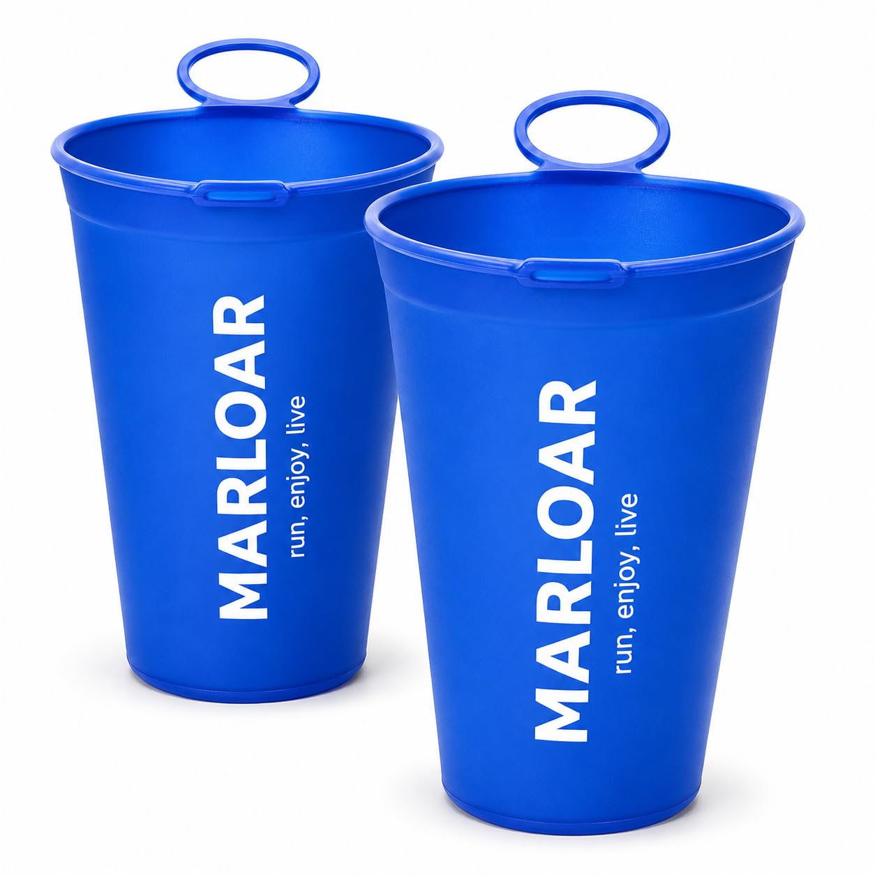 MARLOAR Folding Cup Trail Running Pack 2, 200 ml, Soft Cup Blue Reusable and Flexible, Trail Running Cup for Running, Hiking, Hydration, Running and Outdoor Activities