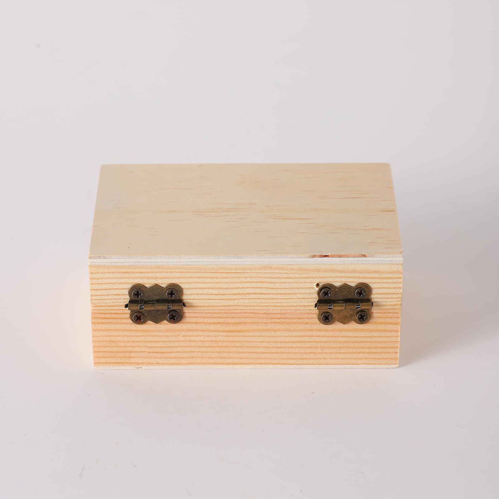 12 cajas de madera pequeñas para manualidades, 4.3 x 2.3 x 1.8 pulgadas, caja de madera sin terminar con tapa, caja de recuerdo para almacenamiento de joyas, manualidades