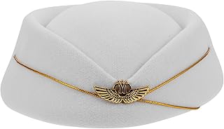 Boina De Azafata Mujer Fortín Anfitriona Asistente Lana Accesorio Traje Tapa Avión Gorro De Azafata De Fieltro Gorra De Vuelo Disfraz De Avion Sombrero De Azafata Sintió
