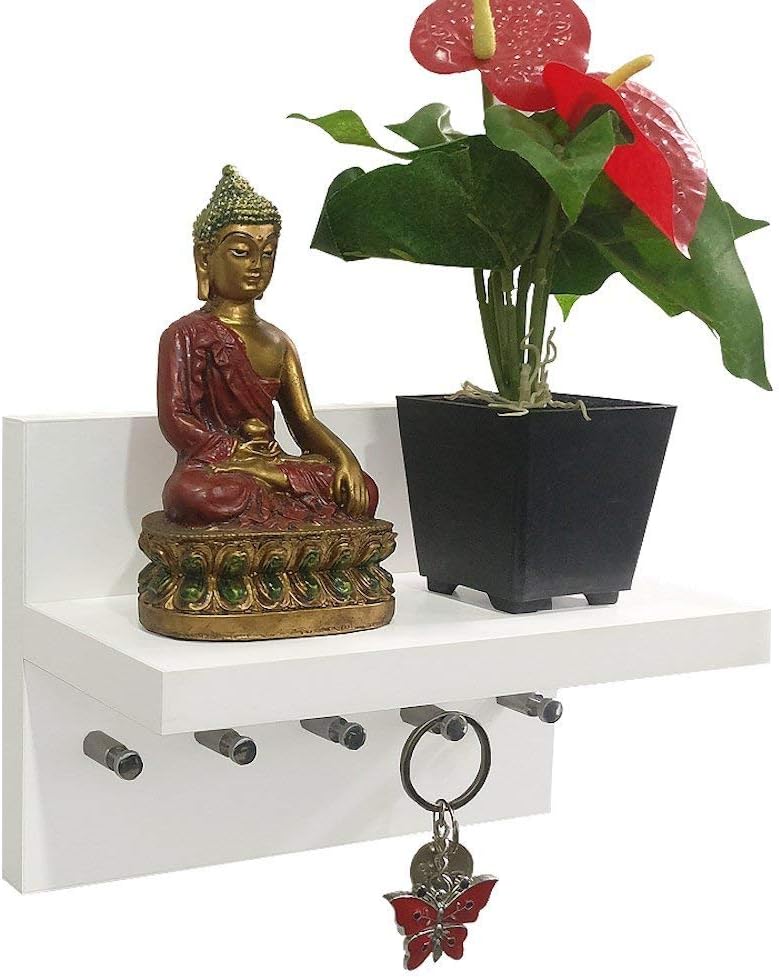 A10SHOP Omega 1 Wall Mounted Key Holder with Decor Shelf (Frosty White, 21x12x15 cm)
