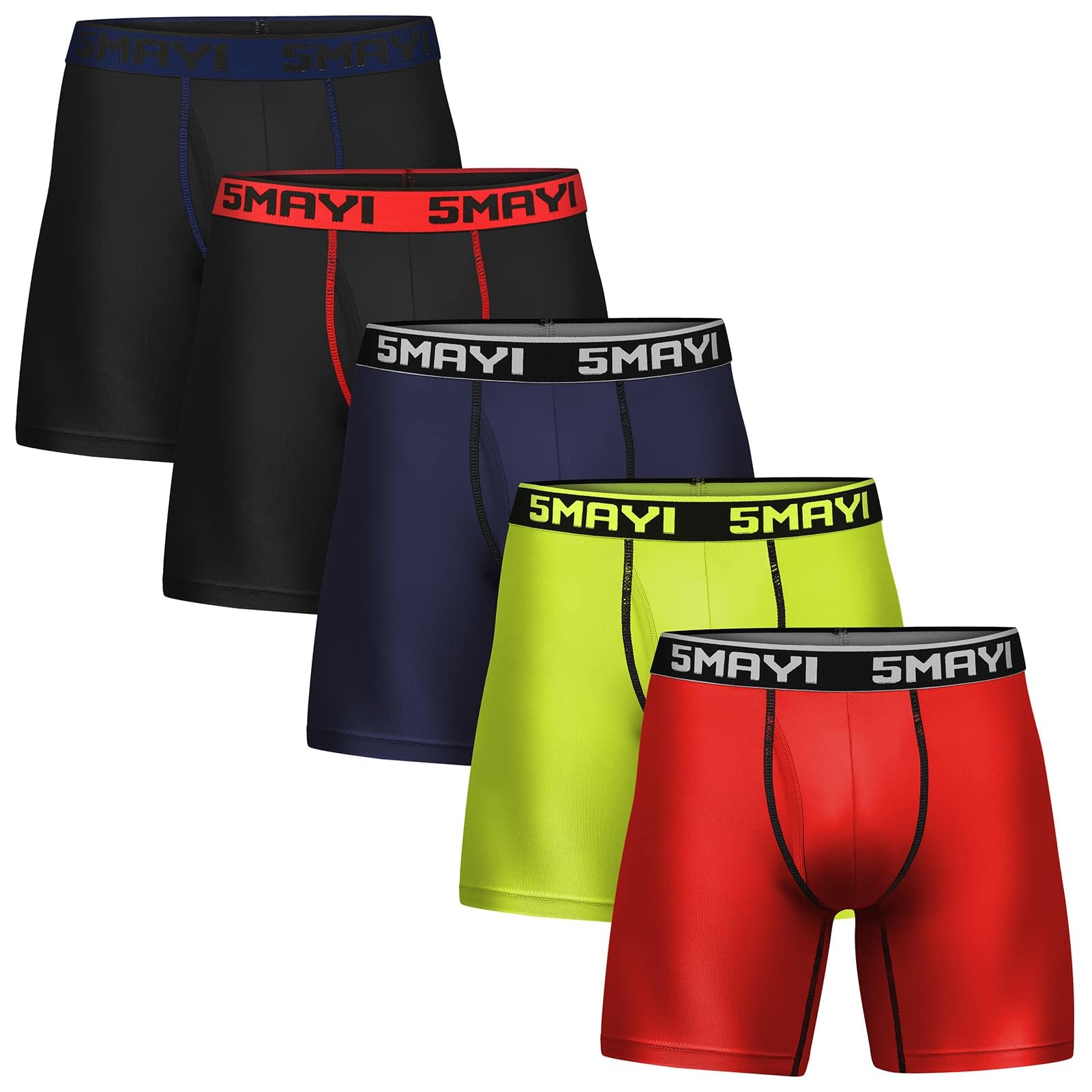 5Mayi Sports Boxer Shorts Men's Underwear Polyester Pack of 5 S-XXL