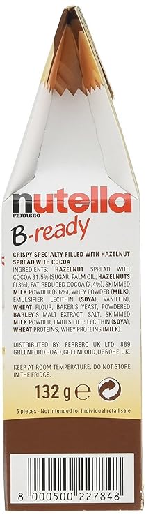 Nutella B-ready 6 bar multipack 132 g (Pack of 2)