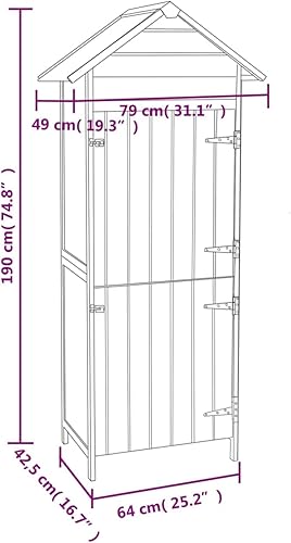 Miniatura 9 de Tidyard Cobertizos de almacenamiento impermeables con marco de madera maciza para jardín, con 2 estantes incorporados