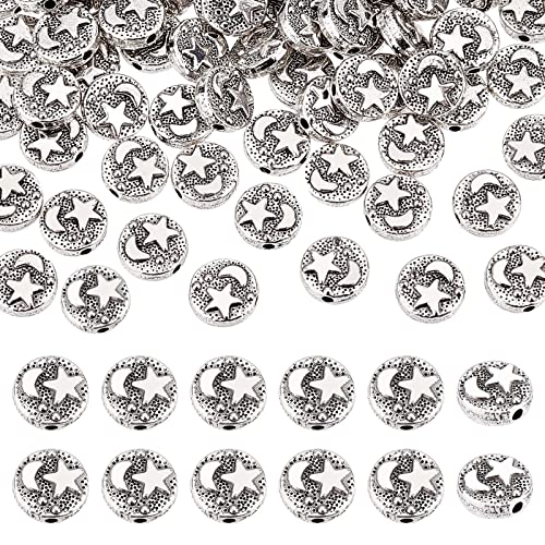 PH PandaHall 100pcs 9mm Moon Star Beads