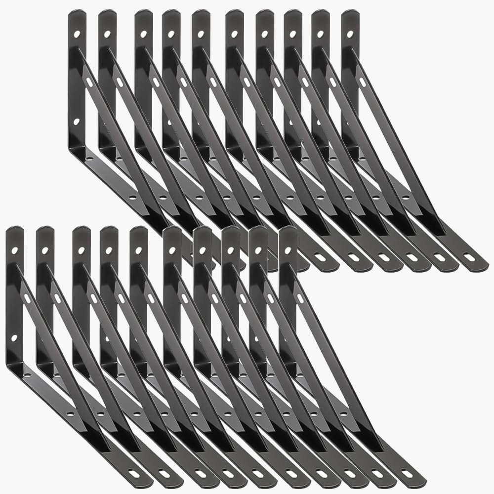 Shelf Brackets 10 Inch, Set of 4, Steel (Black, 10 inch 4 Pack)