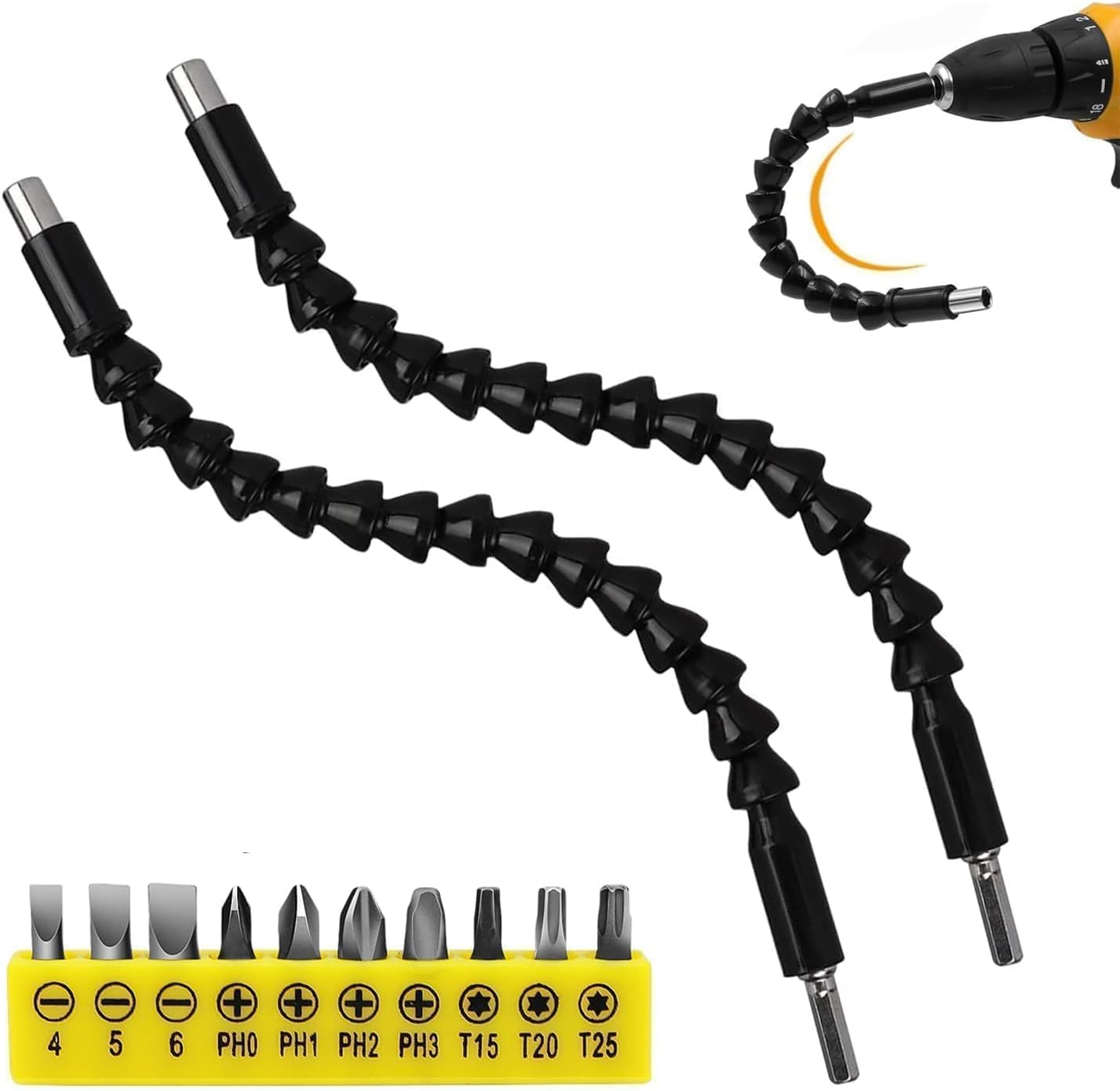 Flexible Drill Bit Extension, 11.6 inch Drill Extension Bit Holder