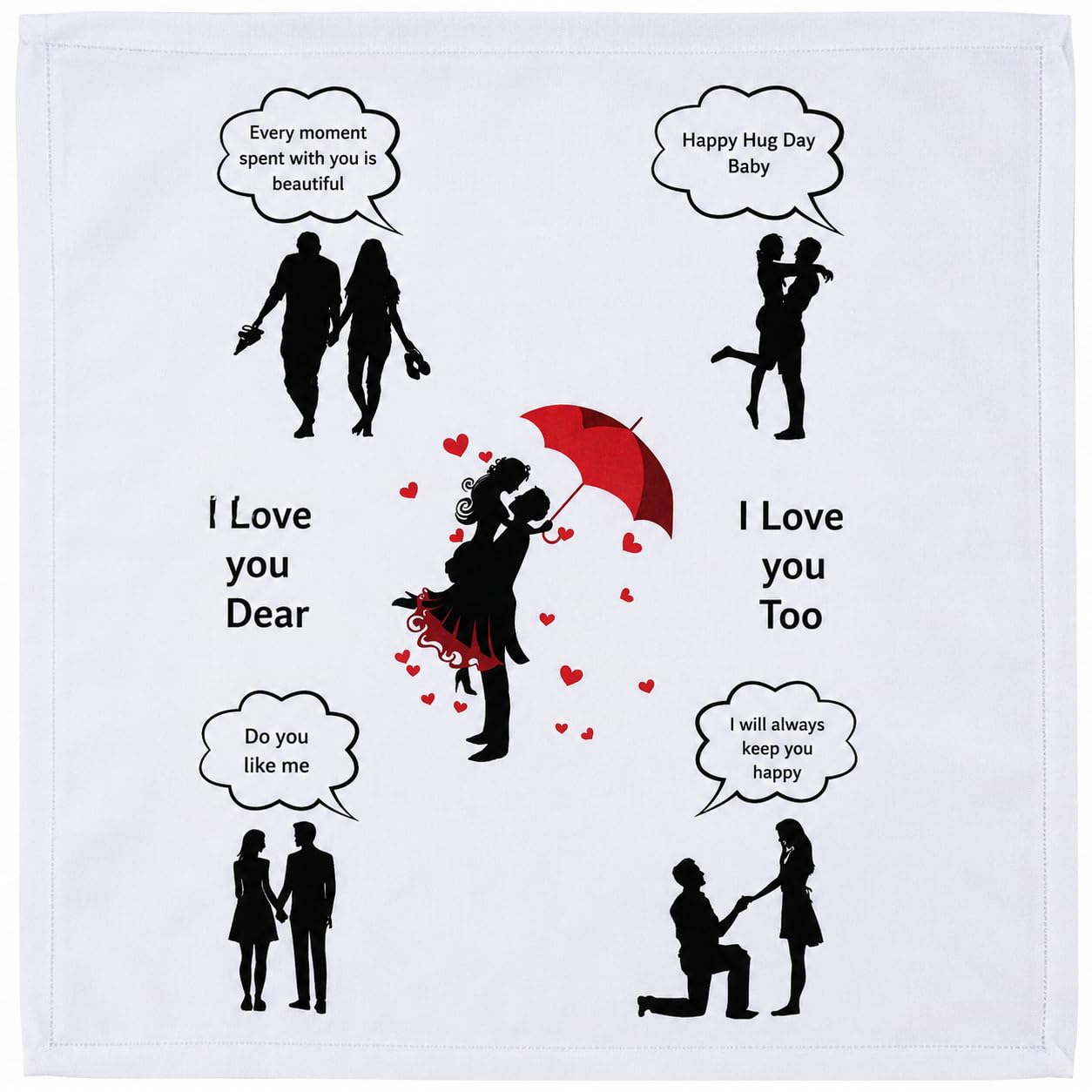 Romantic Couple Silhouette White Handkerchief Love Messages-image-25