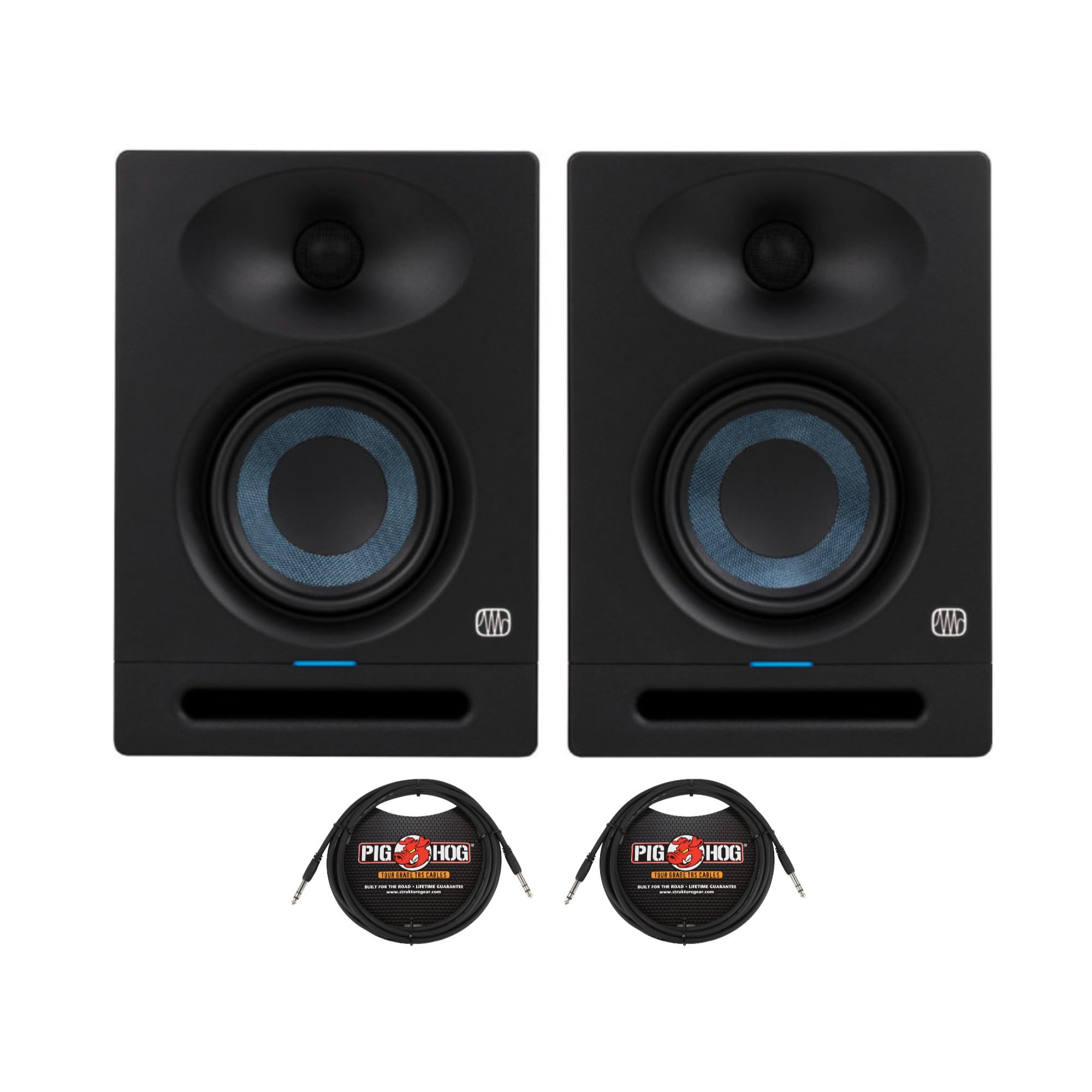PreSonus Eris Studio 4 4.5-Inch Compact Active Studio Monitors with Acoustic Tuning - Dual Inputs and Easy Controls Bundle with 1/4-Inch TRS Instrument Cables (10-Feet) (4 Items)