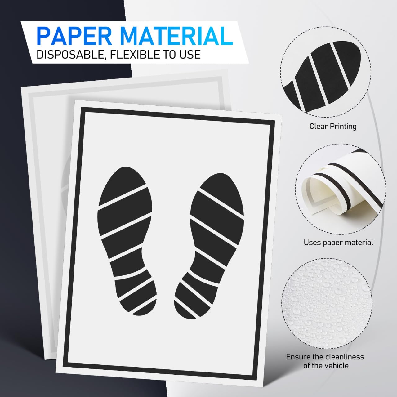 balacoo Disposable Car Paper Floor Mats 50 Pcs Portable Waterproof Vehicle Foot Pads 20X15 Inch for Auto Dealership — view 5