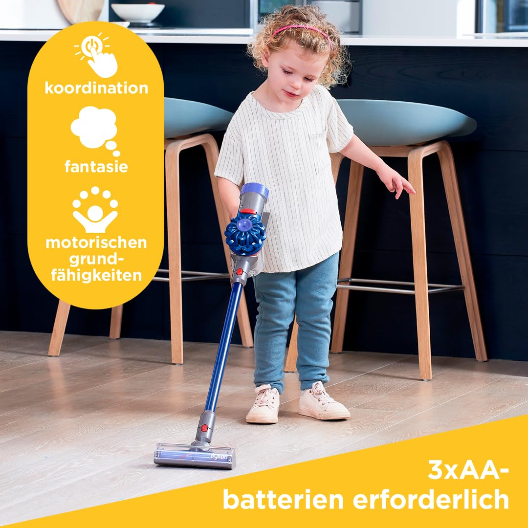 Casdon Dyson kabelloser Staubsauger | Interaktiver & offiziell lizenzierter Dyson Spielzeugstaubsauger für Kinder ab 3 Jahren | Realistischer Rollenspielspaß!