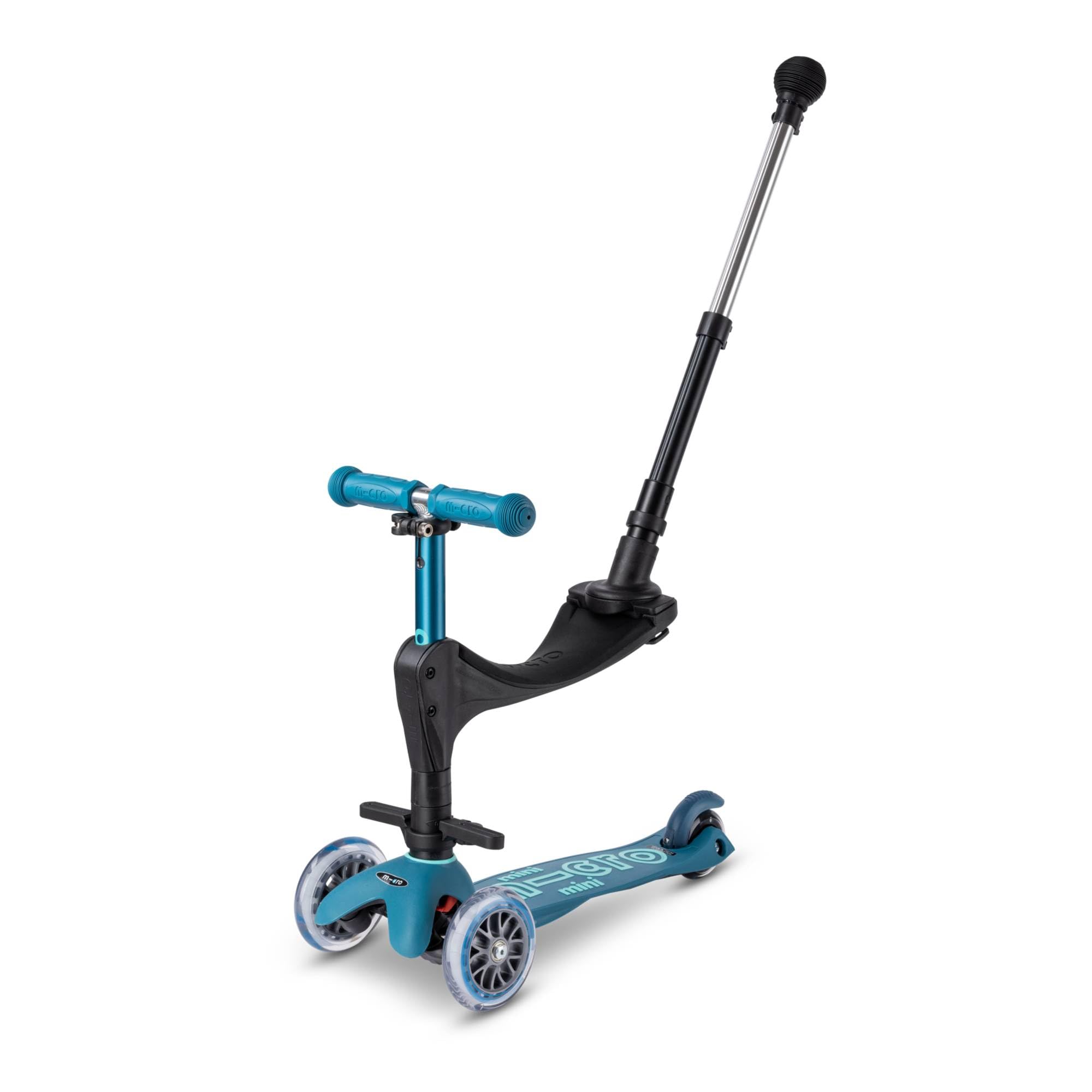 Micro® | Mini 3en1 Deluxe Plus Patinete con Asiento 3 Ruedas | Patinete Evolutivo | Asiento + Reposapiés + Bastón de Empuje | Altura Regulable | 1-5 Años | Niños y Niñas