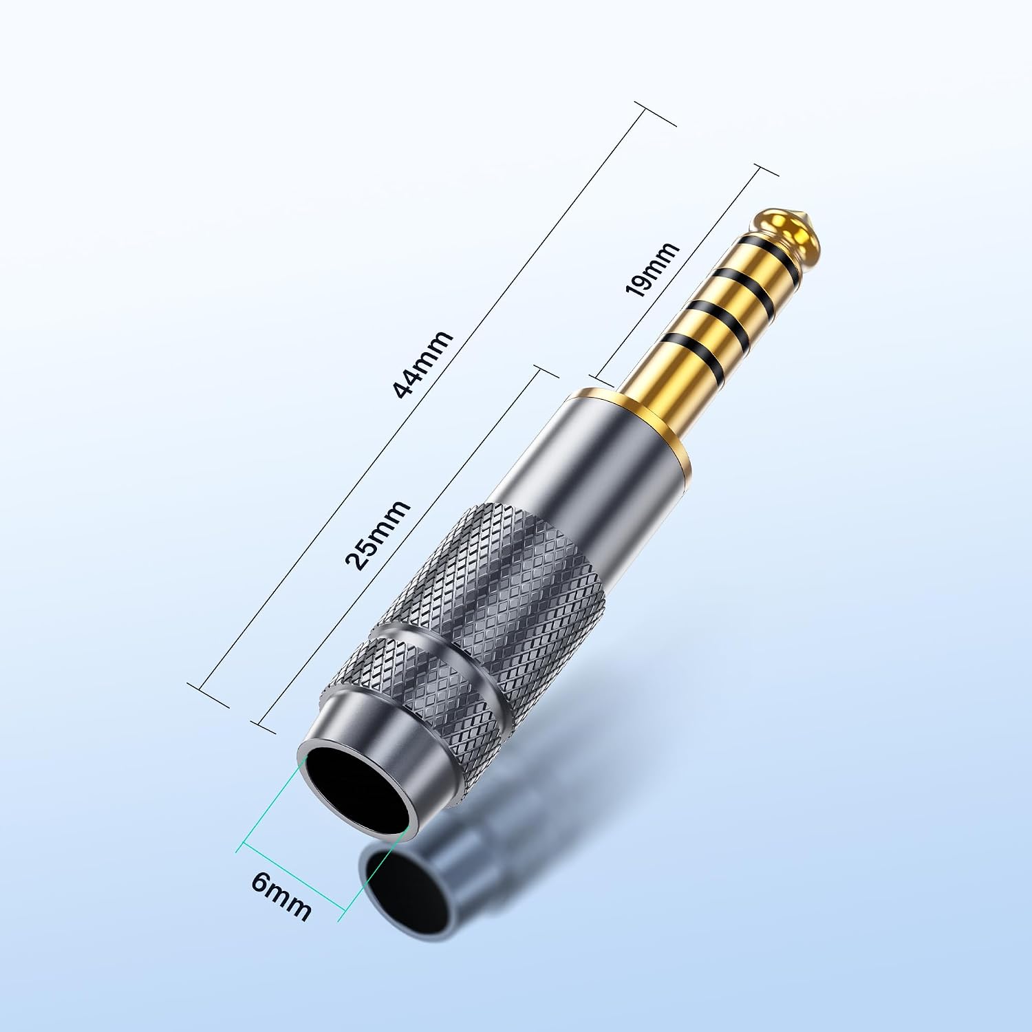 SinLoon 2 Pack 4.4mm Balanced Repair Plug 5 Pole 4.4mm Stereo Audio Jack Soldering Metal Earphone Connector for Headphones Amplifiers Audio Equipment