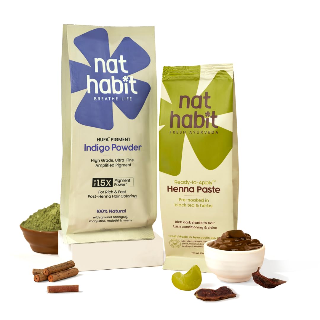 Nat Habit Ready-to-Apply Henna Paste & Indigo Powder Duo for Natural Hassle-Free Hair Care (305 g)-picture-18