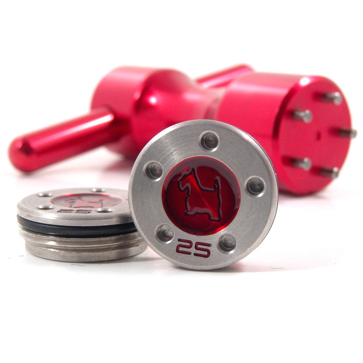 19th Hole Custom Shop 2 of 25g Red Scottie Dog Weight for Scotty Cameron Putters with Wrench Tool (Red)